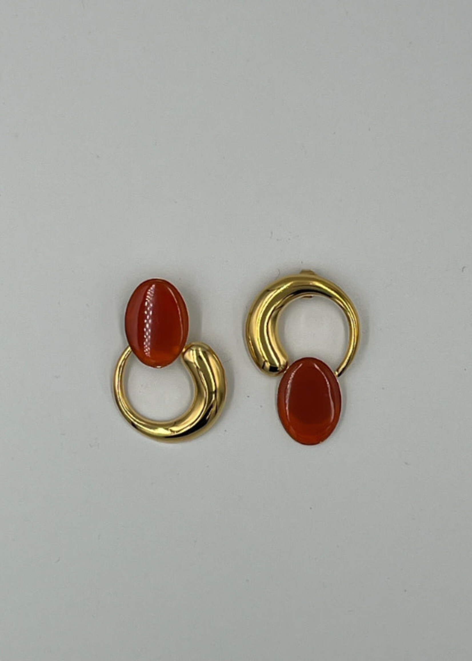 Destree Destree Earrings, Multi, Sonia Moon Gold Plated Piercing Earrings in Red