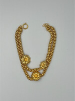 Destree Destree Necklace, Gold, Elizabeth Double Gold Pleated Chain w/ Daisy
