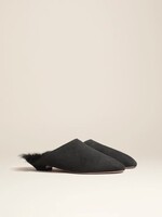 Khaite Khaite Flats, Black, Otto Sheepskin Soft Mule In Black w/ Shearling