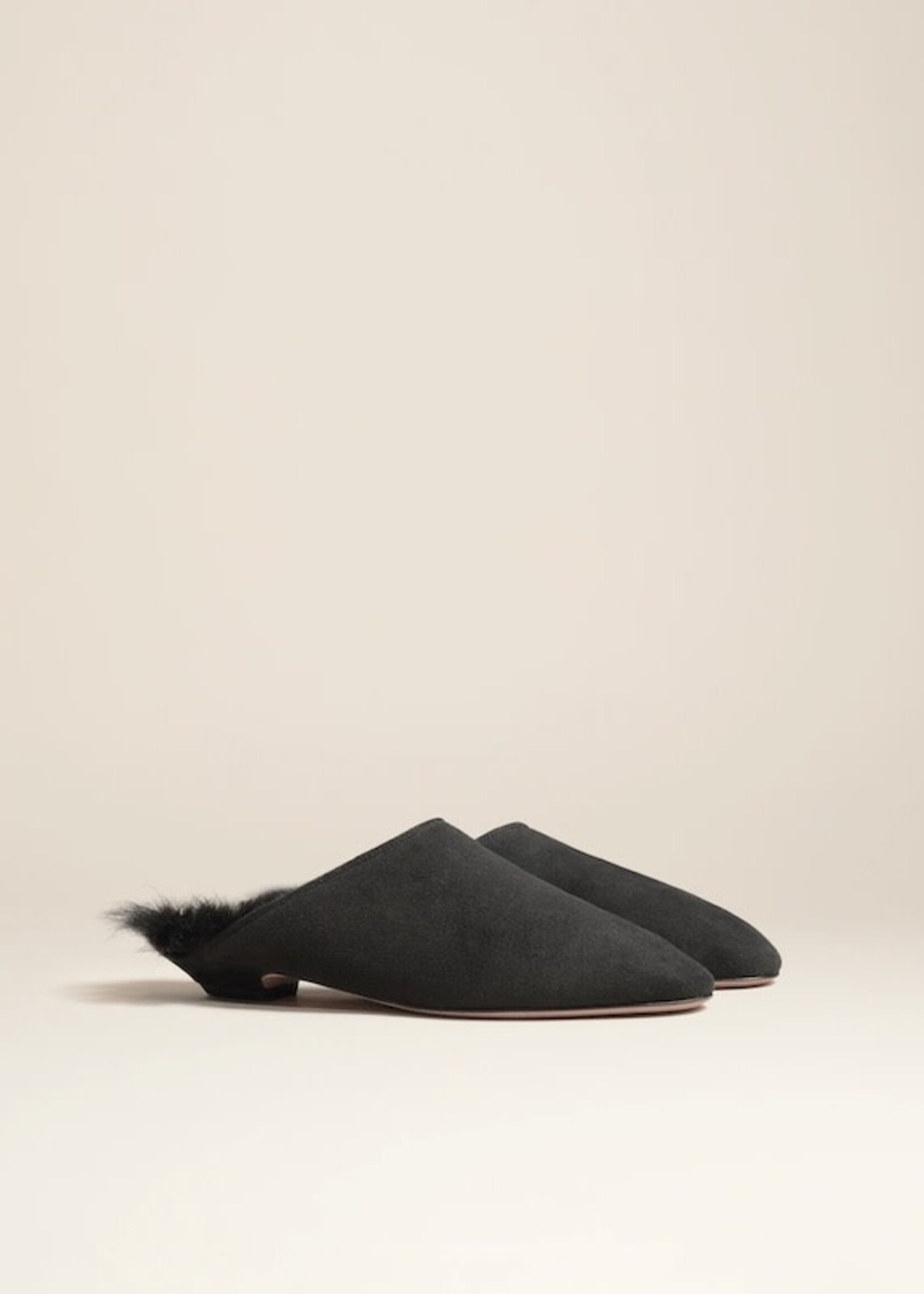 Khaite Khaite Flats, Black, Otto Sheepskin Soft Mule In Black w/ Shearling