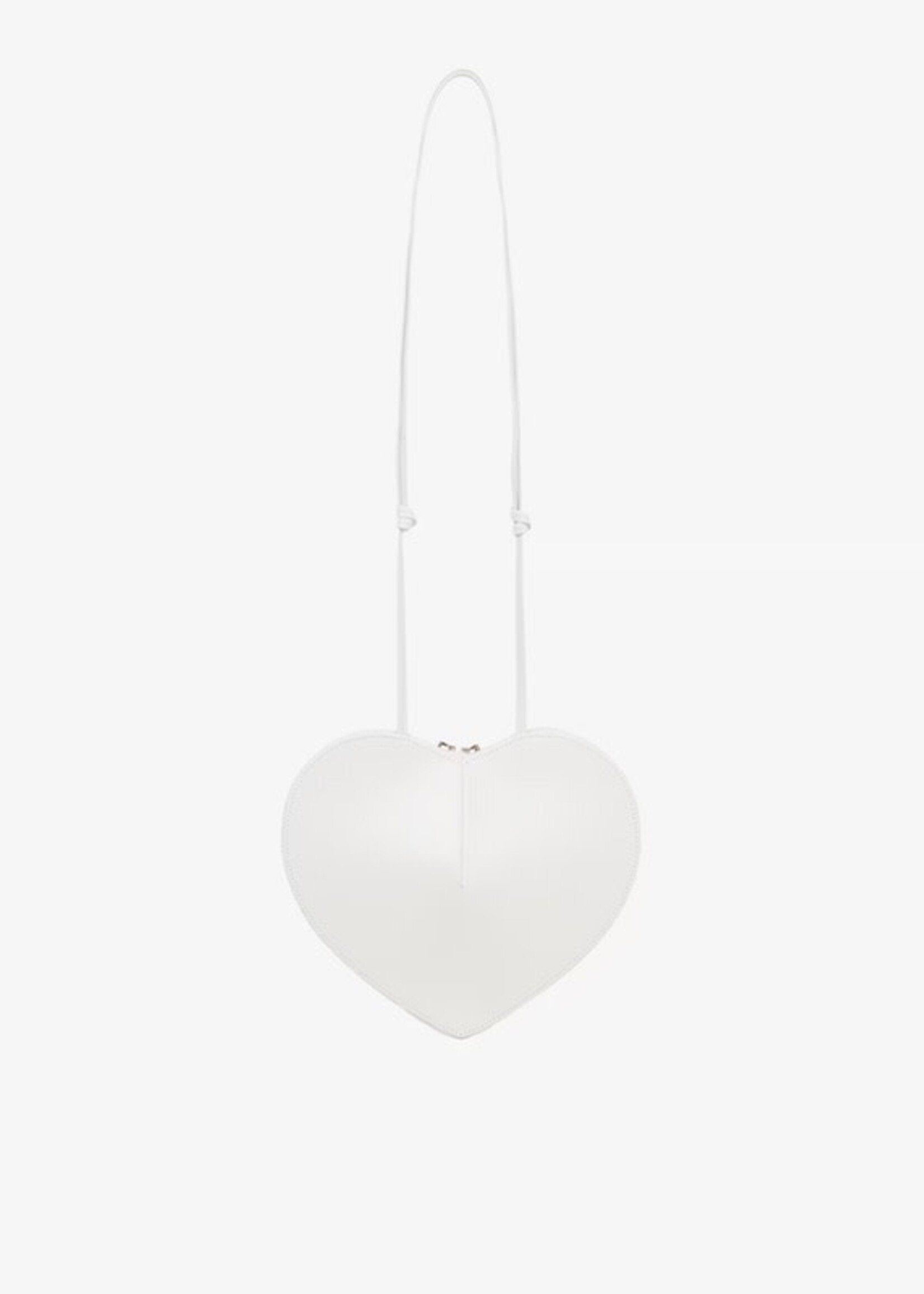 Alaia Alaia Bag, White, Le Coeur Shiny Calf Leather Heart Shape Zipped Shoulder Bag w/ Adjustable Strap