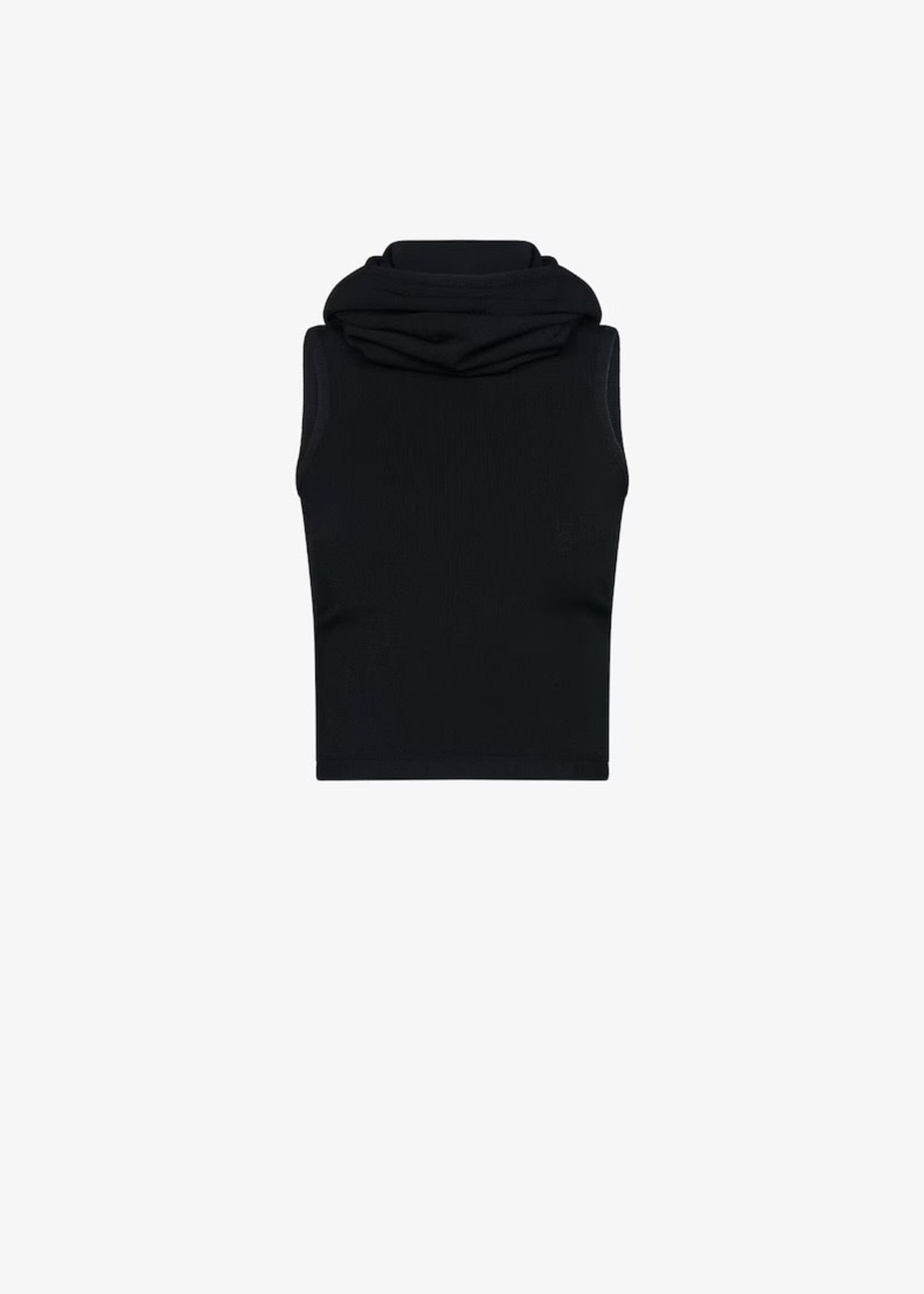 Alaia Alaia Top, Black, Sleeveless Hooded Second Skin Cropped Top