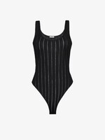 Alaia Alaia Top, Black, Crinoline Scoop Neck Sleeveless Shiny Bodysuit