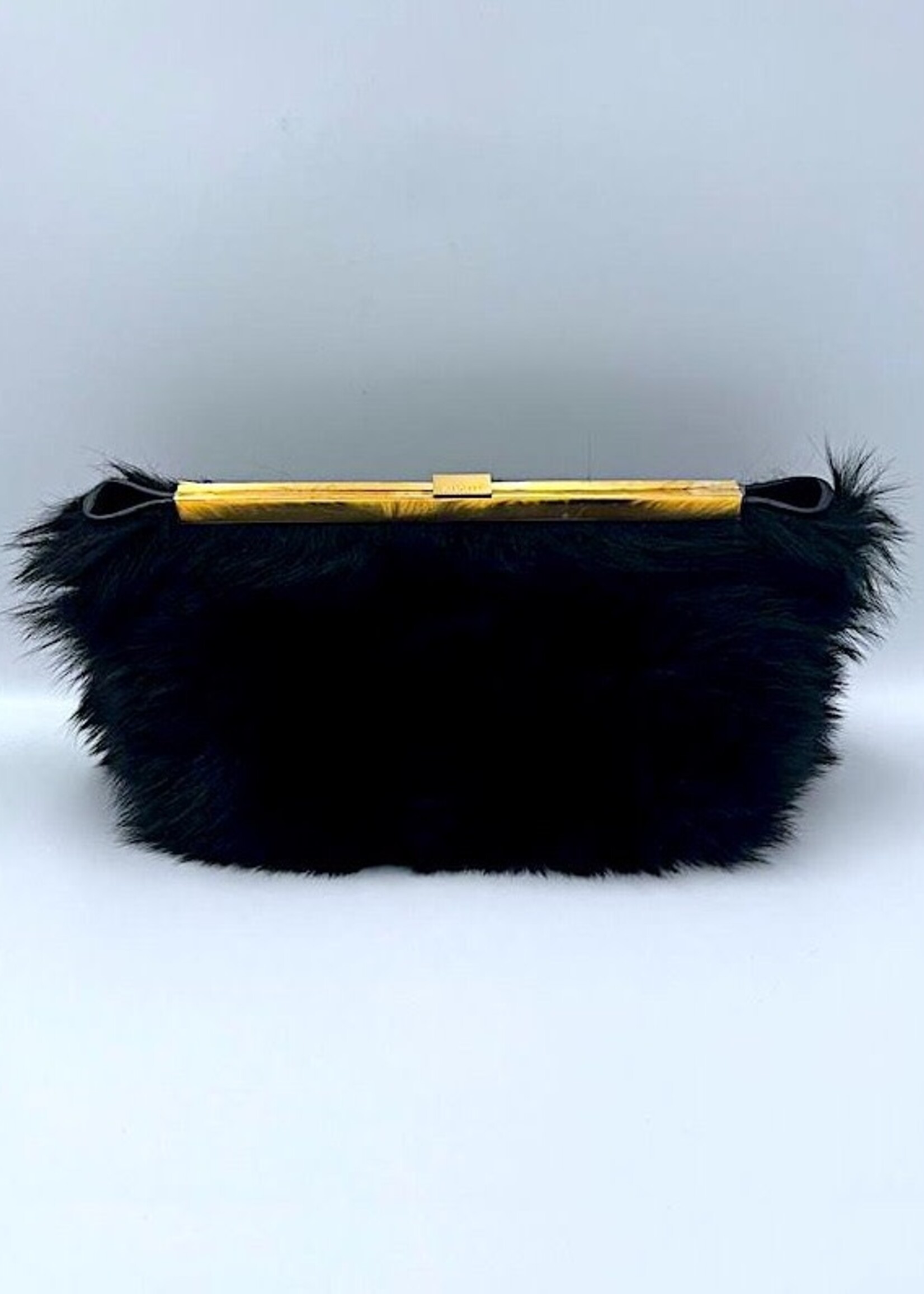 Khaite Khaite Clutch Bag, Black, Aimee Sheepskin Envelope Pleat Clutch Bag In Black Shearling