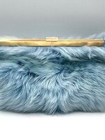 Khaite Khaite Clutch Bag, Blue, Aimee Sheepskin Envelope Pleat Clutch Bag In Baby Blue Shearling