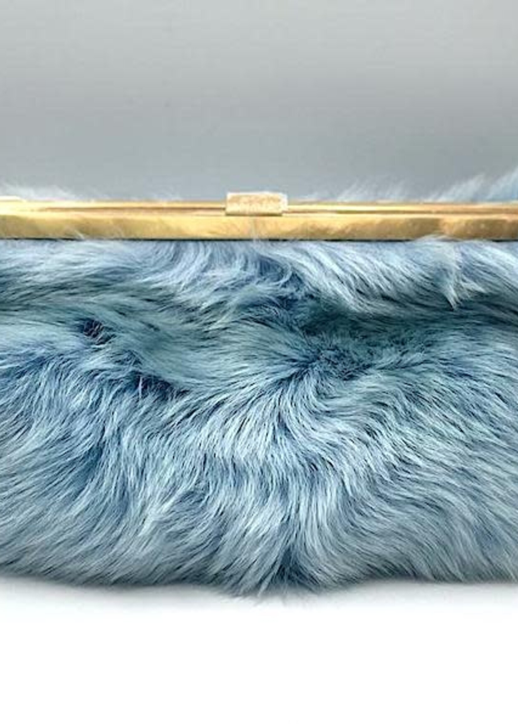 Khaite Khaite Clutch Bag, Blue, Aimee Sheepskin Envelope Pleat Clutch Bag In Baby Blue Shearling