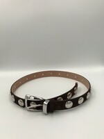 Khaite Khaite Belt, Brown, Benny Suede Belt In Coffee w/ Silver Studs