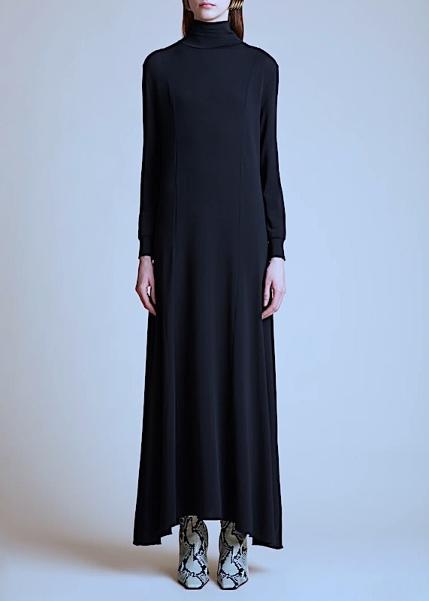 Khaite Khaite Dress, Black, Richie Turtle Neck Long Sleeve A-Line Long Dress