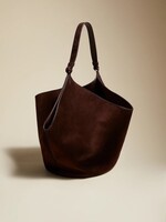 Khaite Khaite Bag, Brown, Lotus Medium Suede Calf Leather Top Handle Tote Bag In Coffee