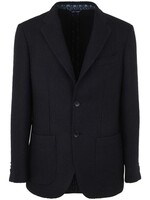 Etro Etro Jacket, Navy, Cotton Single Breasted Heavy Knit Blazer In Blue w/ Front Piped Pockets