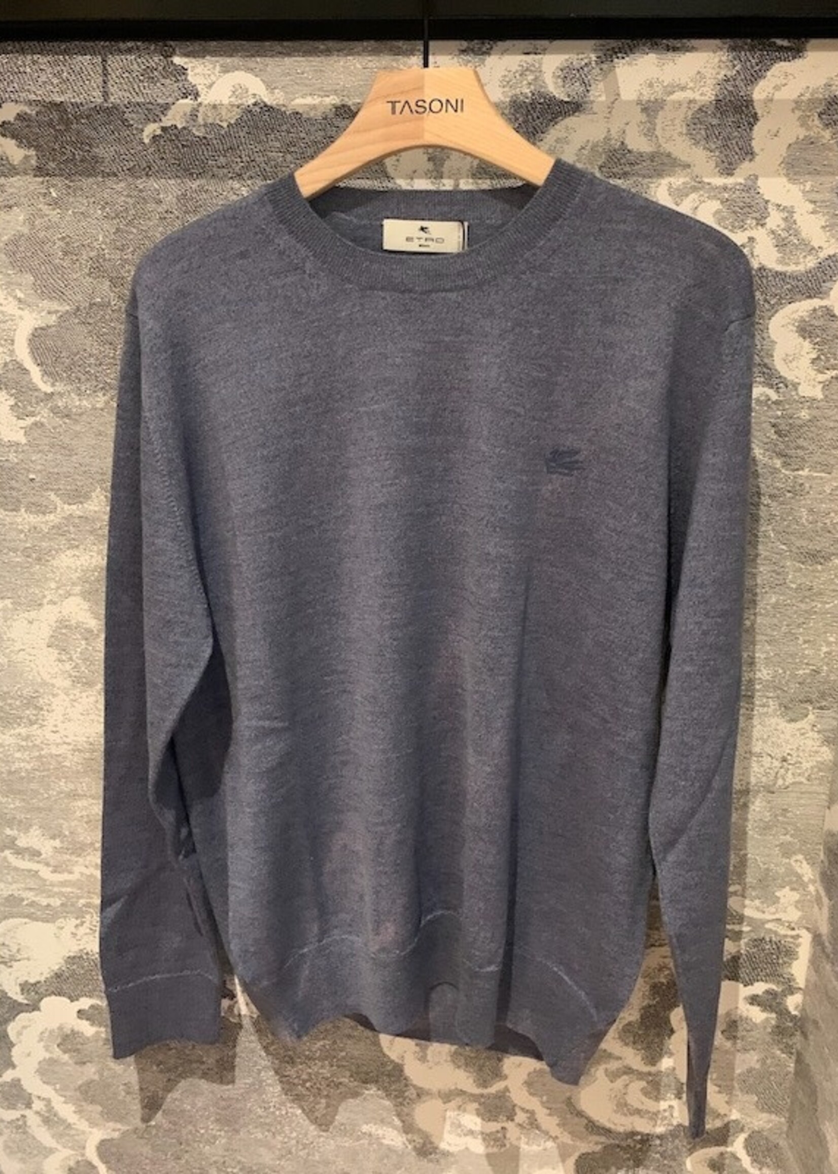 Etro Etro Knitwear, Blue, Wool Crew Neck Light Sweater In Light Blu