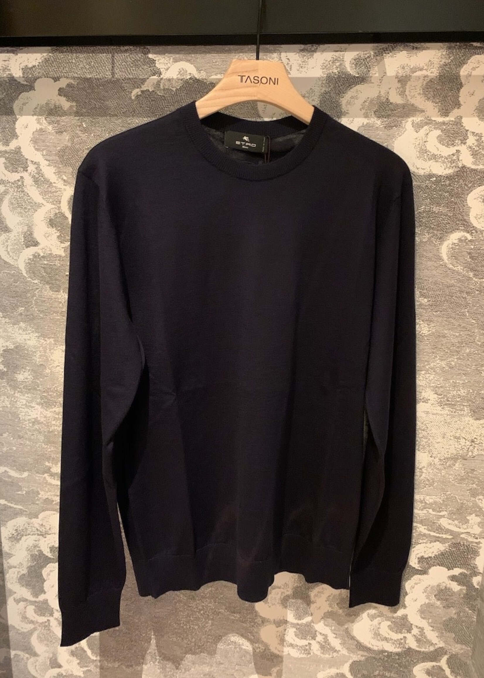 Etro Etro Knitwear, Navy, Cashmere Crew Neck Light Sweater in Blue