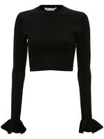 J.W. Anderson J.W. Anderson Knitwear, Black, Cropped Ruffled Hem Long Sleeve Jumper