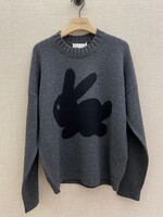 J.W. Anderson J.W. Anderson Knitwear, Grey, Wool Crew Neck Bunny Jumper In Charcoal Melange
