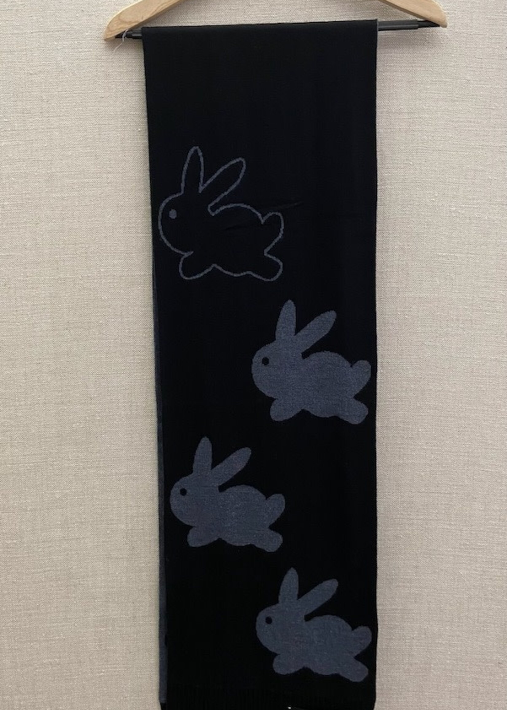 J.W. Anderson J.W. Anderson Scarf, Multi, Merino Wool Bunny Jacquard Scarf In Black & Charcoal