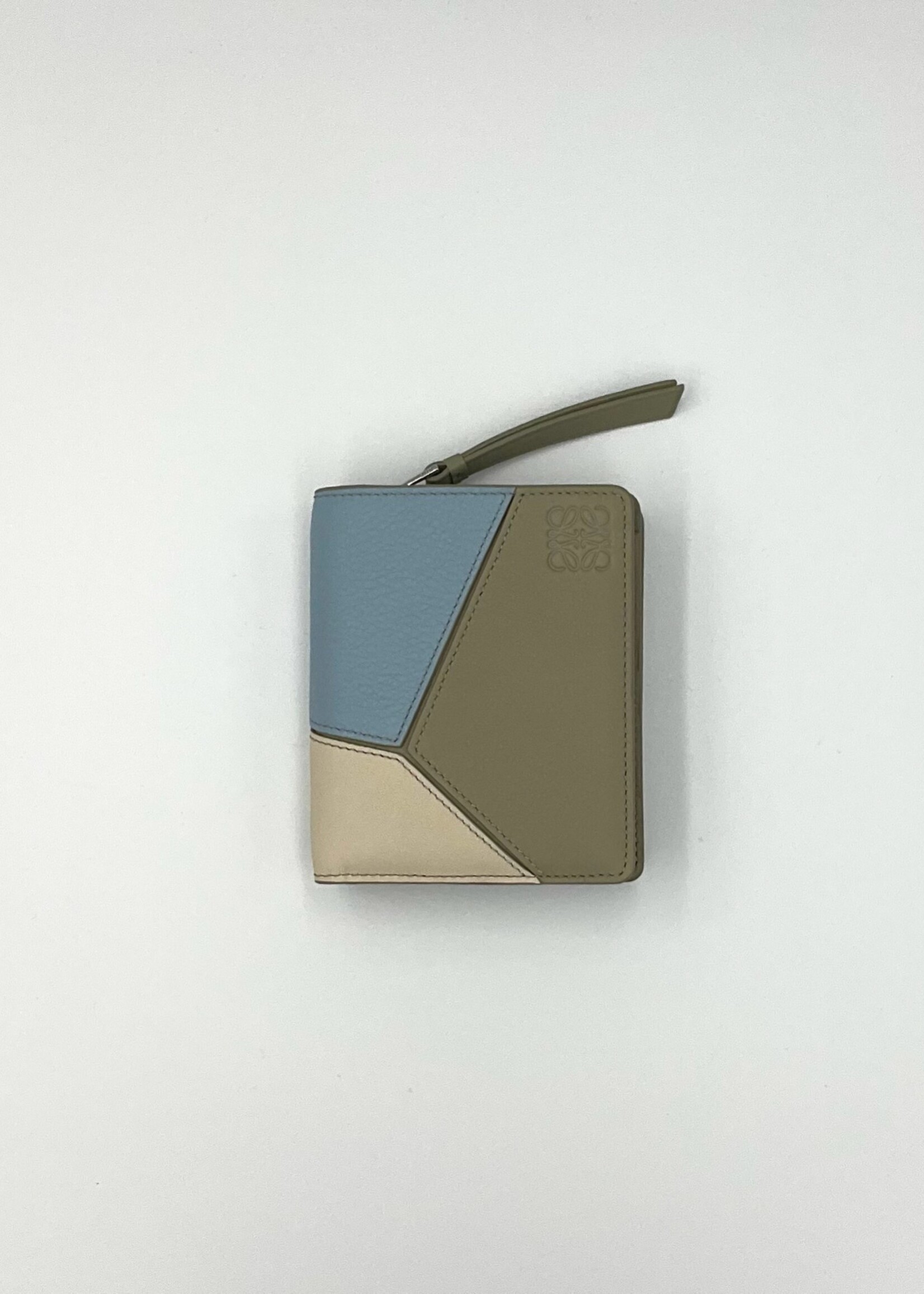 Loewe Loewe Wallet, Multi, Calf Leather Puzzle Compact Zip Wallet in Dusty Blue & Sage