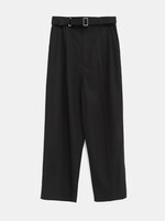 Loewe Loewe Trousers, Black, Calf Leather & Cotton Low Crotch Trousers w/ Pleats