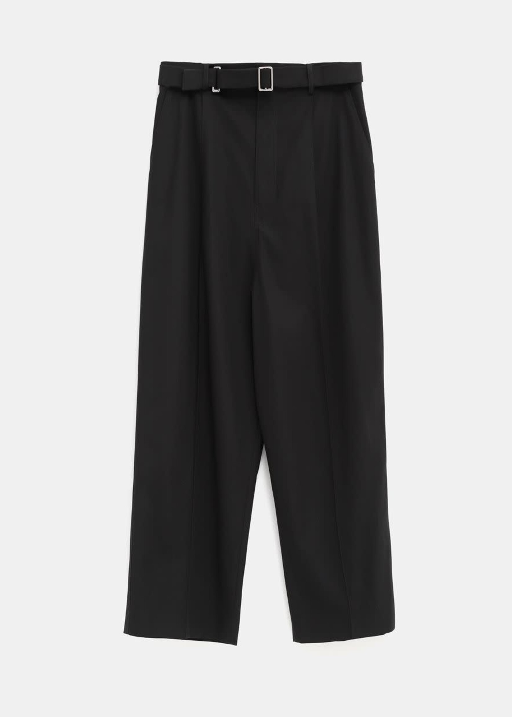 Loewe Loewe Trousers, Black, Calf Leather & Cotton Low Crotch Trousers w/ Pleats