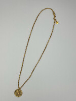 Goossens Goossens Necklace, Gold, Talisman 24k Gold Plated Brass Astro Collier Aquarius w/ Granet & Chunky Chain