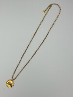 Goossens Goossens Necklace, Gold, Talisman 24k Gold Plated Brass Astro Collier Aries w/ Granet & Chunky Chain