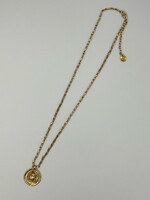 Goossens Goossens Necklace, Gold, Talisman 24k Gold Plated Brass Astro Collier Cancer w/ Granet & Chunky Chain