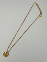 Goossens Goossens Necklace, Gold, Talisman 24k Gold Plated Brass Astro Collier Capricorn w/ Granet & Chunky Chain