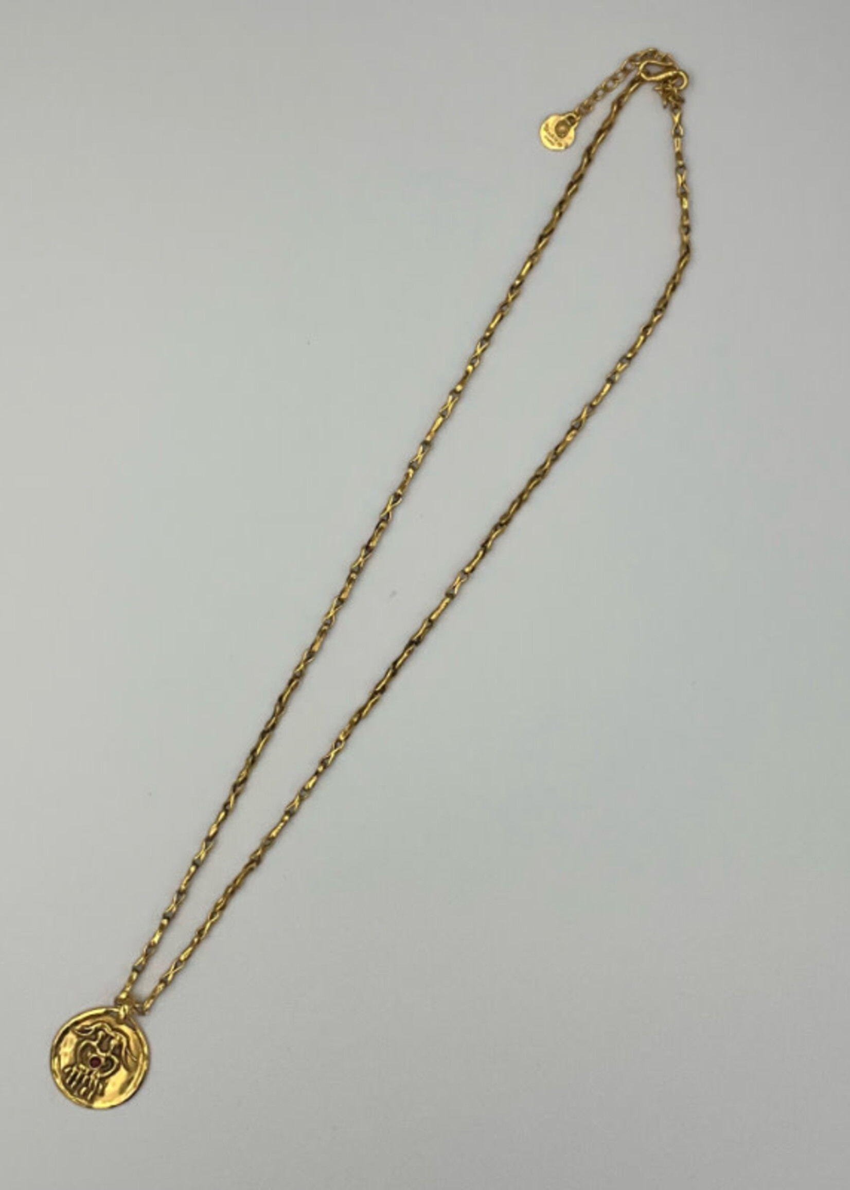 Goossens Goossens Necklace, Gold, Talisman 24k Gold Plated Brass Astro Collier Gemini w/ Granet & Chunky Chain