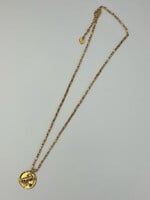 Goossens Goossens Necklace, Gold, Talisman 24k Gold Plated Brass Astro Collier Leo w/ Granet & Chunky Chain