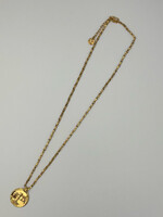 Goossens Goossens Necklace, Gold, Talisman 24k Gold Plated Brass Astro Collier Libra w/ Granet & Chunky Chain