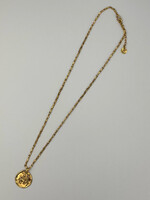 Goossens Goossens Necklace, Gold, Talisman 24k Gold Plated Brass Astro Collier Sagittarus w/ Granet & Chunky Chain