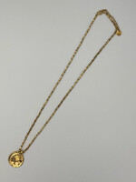 Goossens Goossens Necklace, Gold, Talisman 24k Gold Plated Brass Astro Collier Scorpio w/ Granet & Chunky Chain