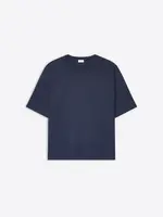 Dries Van Noten Dries Van Noten T-Shirt, Navy, Hertz Cotton Oversized Crew Neck Short Sleeve Jersey T-Shirt