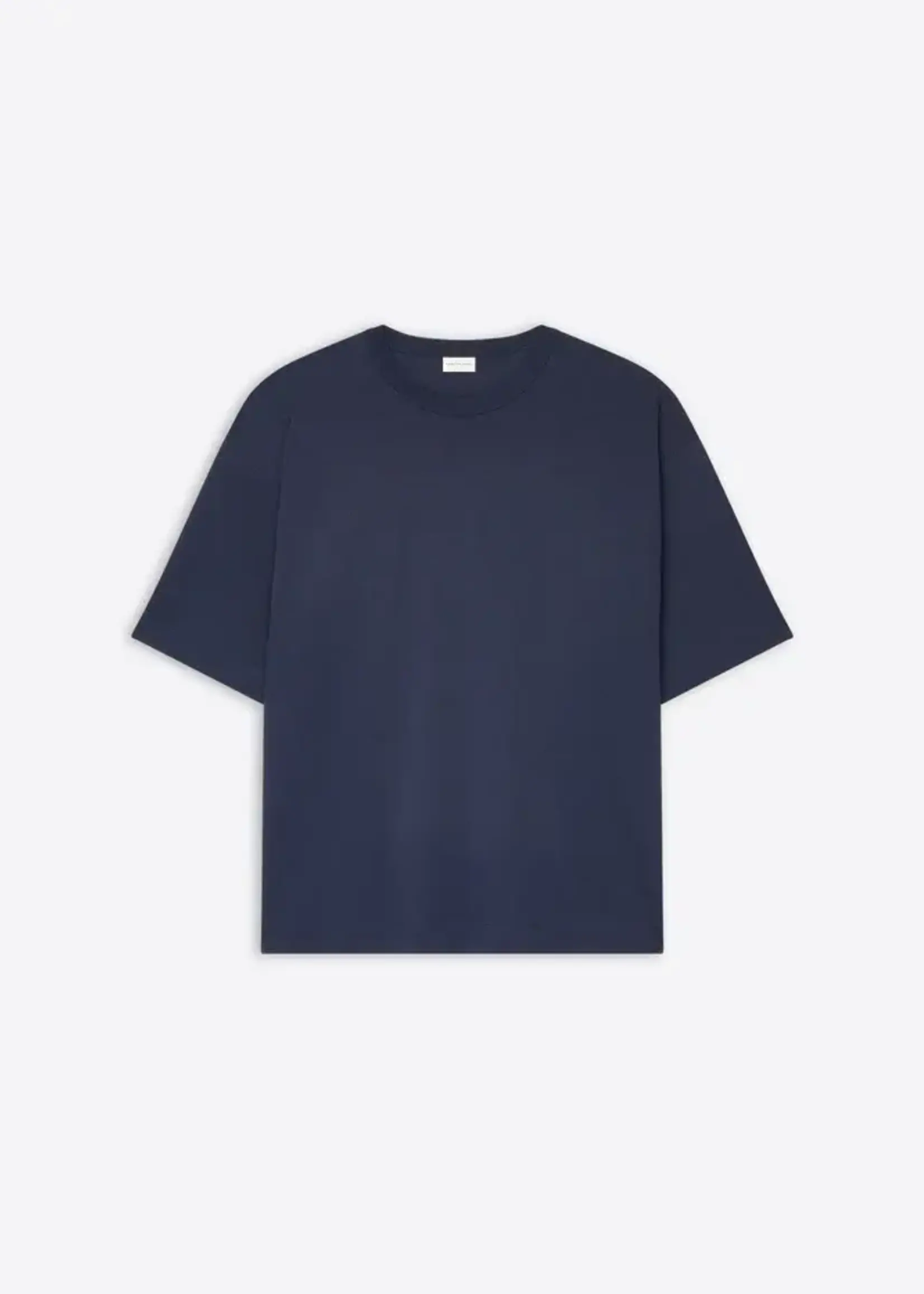 Dries Van Noten Dries Van Noten T-Shirt, Navy, Hertz Cotton Oversized Crew Neck Short Sleeve Jersey T-Shirt