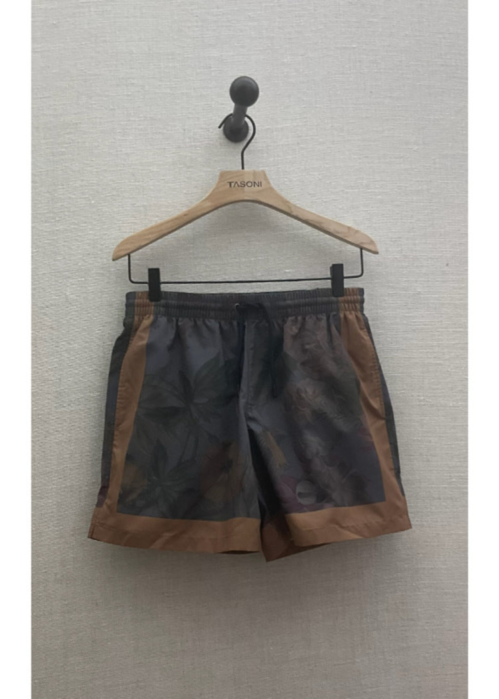 Dries Van Noten Dries Van Noten  Swimwear, Navy, Phibbs Swim Trunks in Navy & Brown w/ Floral Print