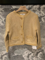 Celine Celine Jacket, Beige, Cotton & Raffia Crew Neck Button Up Cardigan Jacket In Natural