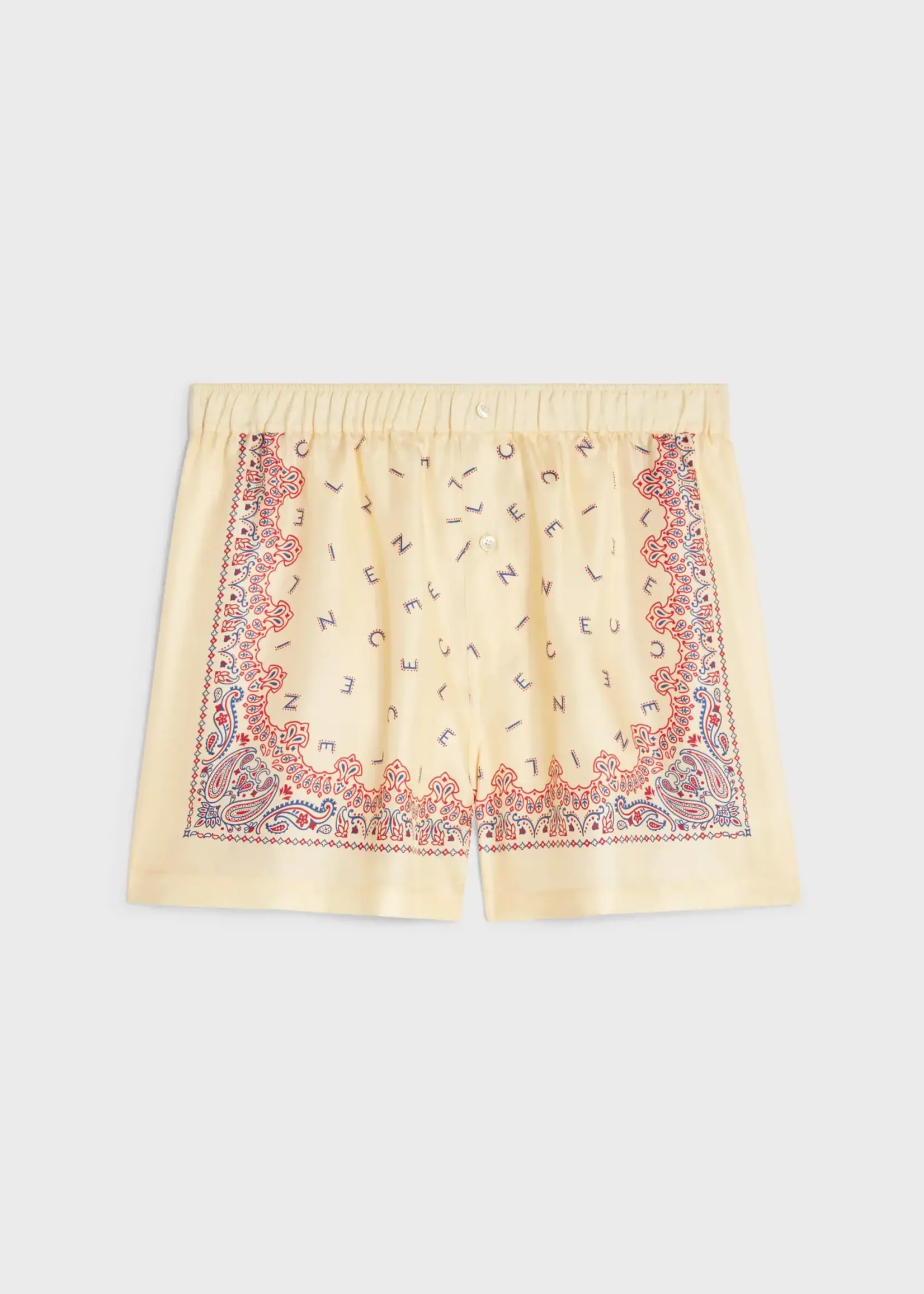 Celine Celine Shorts, Multi, Silk Signature Short Fluid In Yellow Red & Blue