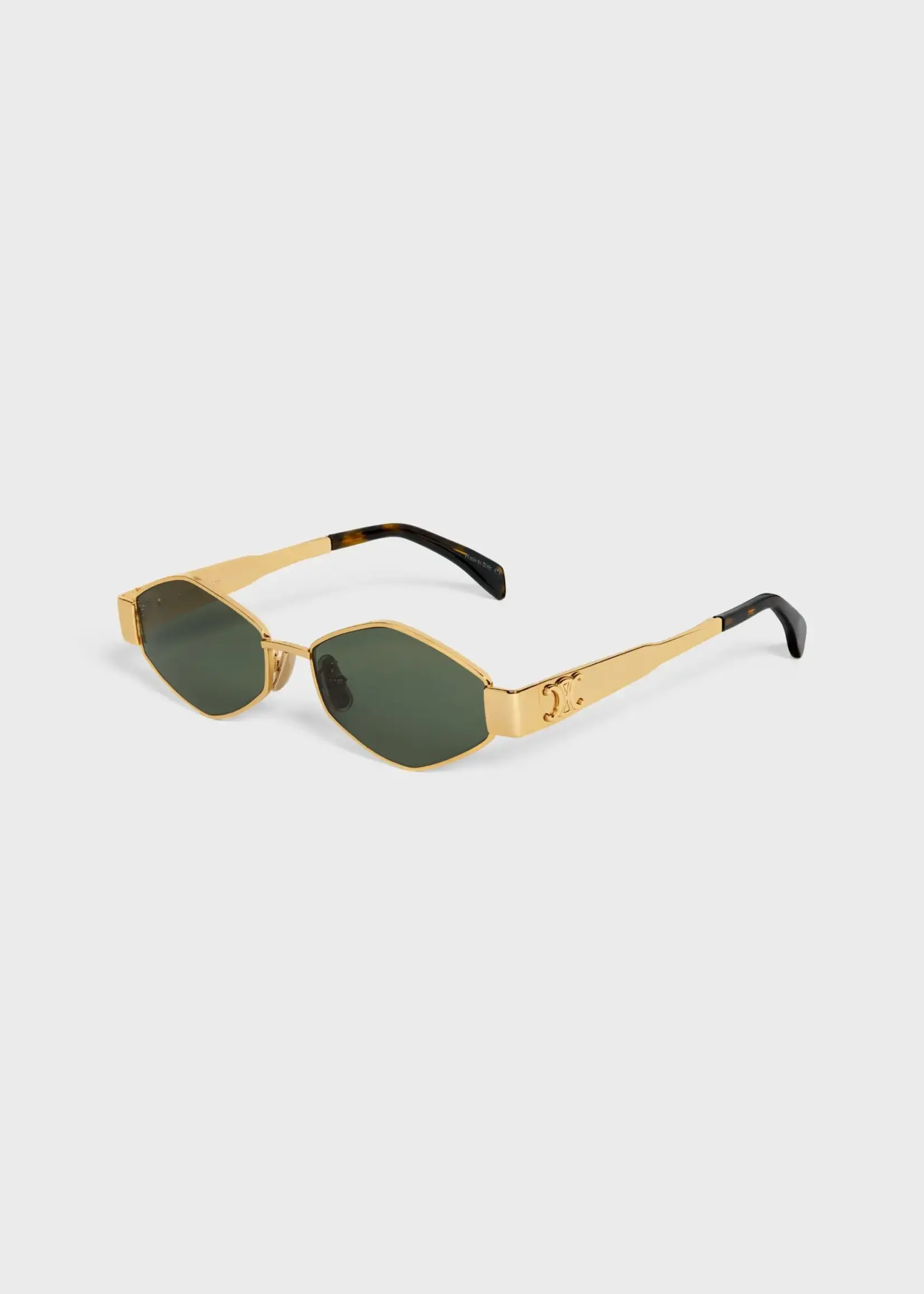 Celine Celine Sunglasses, Multi, Triomphe Gold Metal Frame w/ Green Lenses