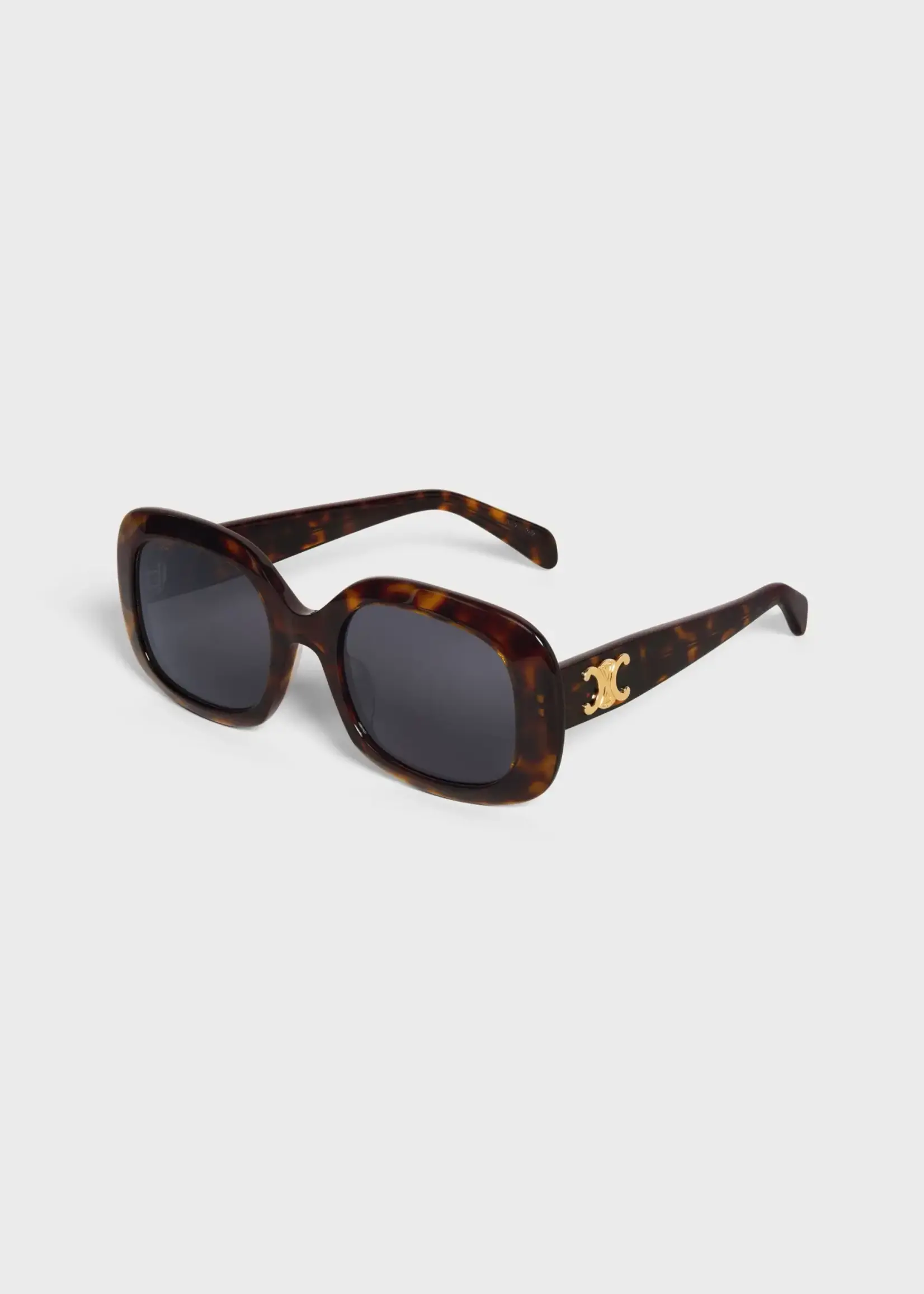 Celine Celine Sunglasses, Multi, Triomphe 10 Acetate Square Frame In Red Havana w/ Smoked Lenses
