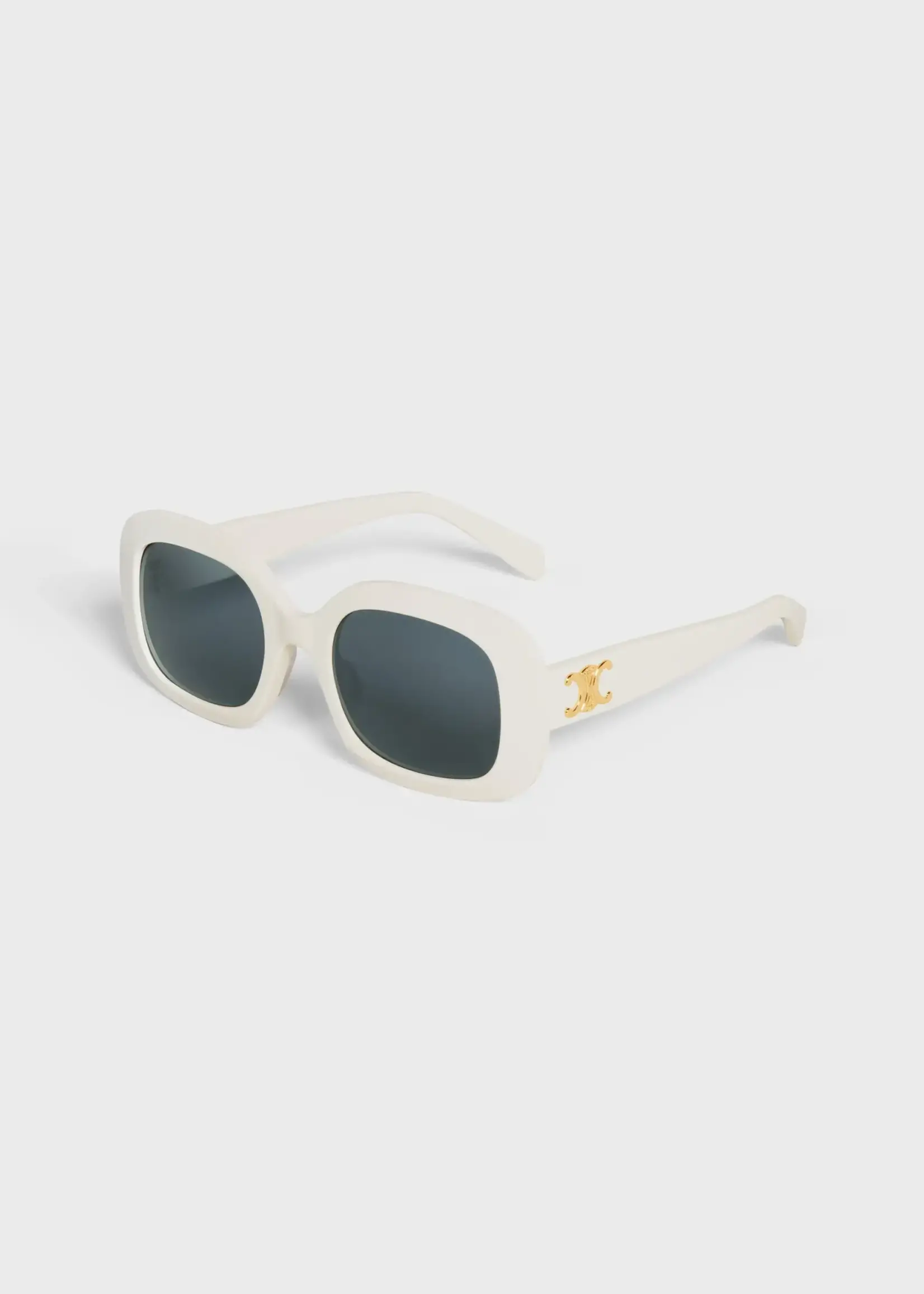Celine Celine Sunglasses, White, Triomphe 10 Acetate Square Frame In Ivory w/ Smoked Lenses