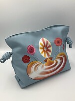 Loewe Loewe Bag, Print, Flamenco Nappa Calf Leather Knotted Drawstring Clutch Bag In Dusty Blue w/ Maruja Mallo Print