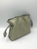 Loewe Loewe Bag, Green, Snake Skin Flamenco Knotted Drawstring Mini Bag In Marble Green w/ Shoulder Strap