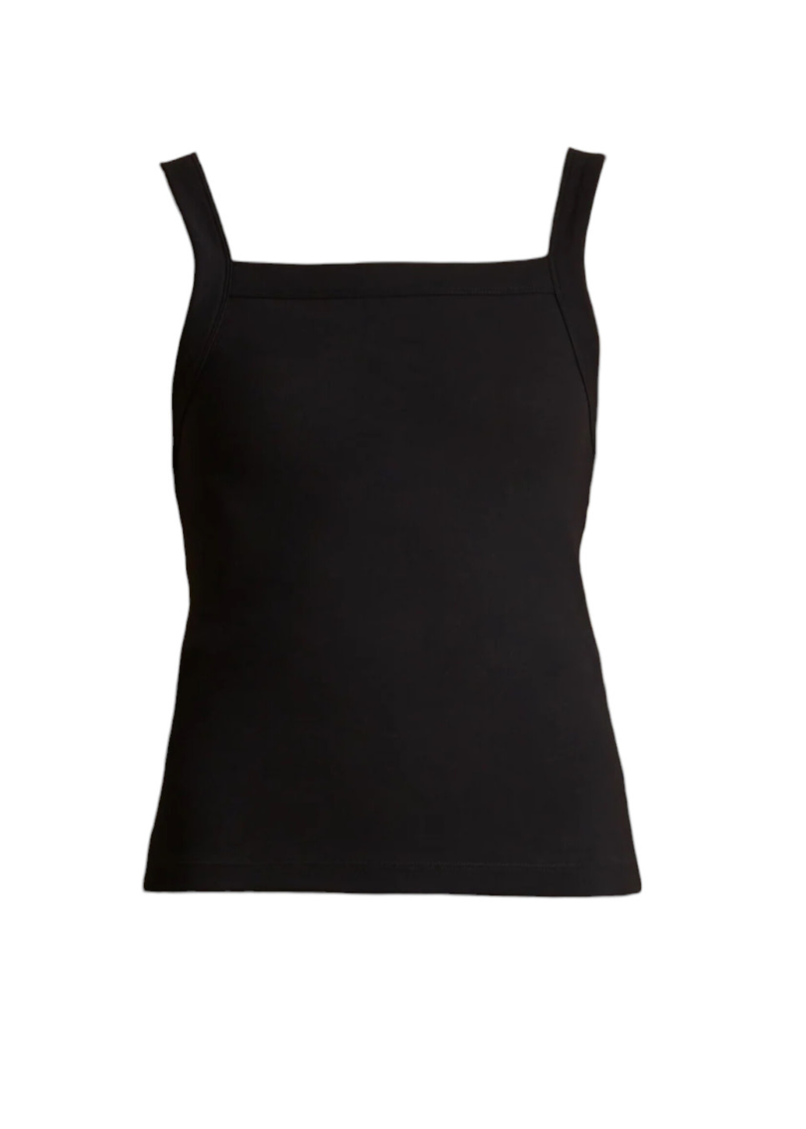 Khaite Khaite Top, Black, Oylan Cotton Mix Square Neck Sleeveless Tank Top