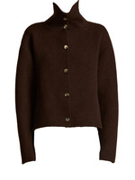 Khaite Khaite Knitwear, Brown, Amrita Cashmere Oversized Collared Button Up Cardigan in Rosewood