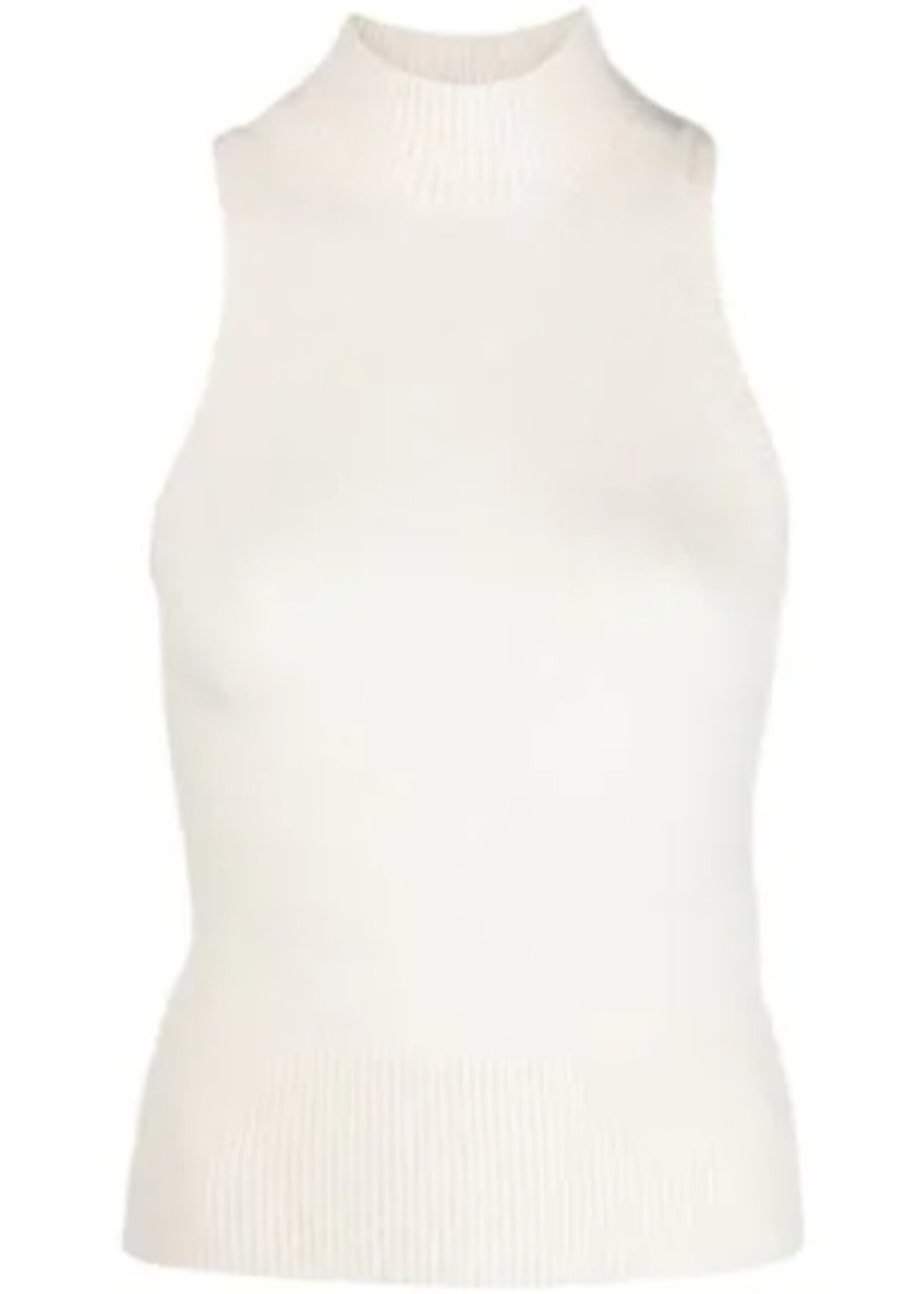 Patou Patou Top, White, Alpaca Turtle Neck Sleeveless Top in Avalanche