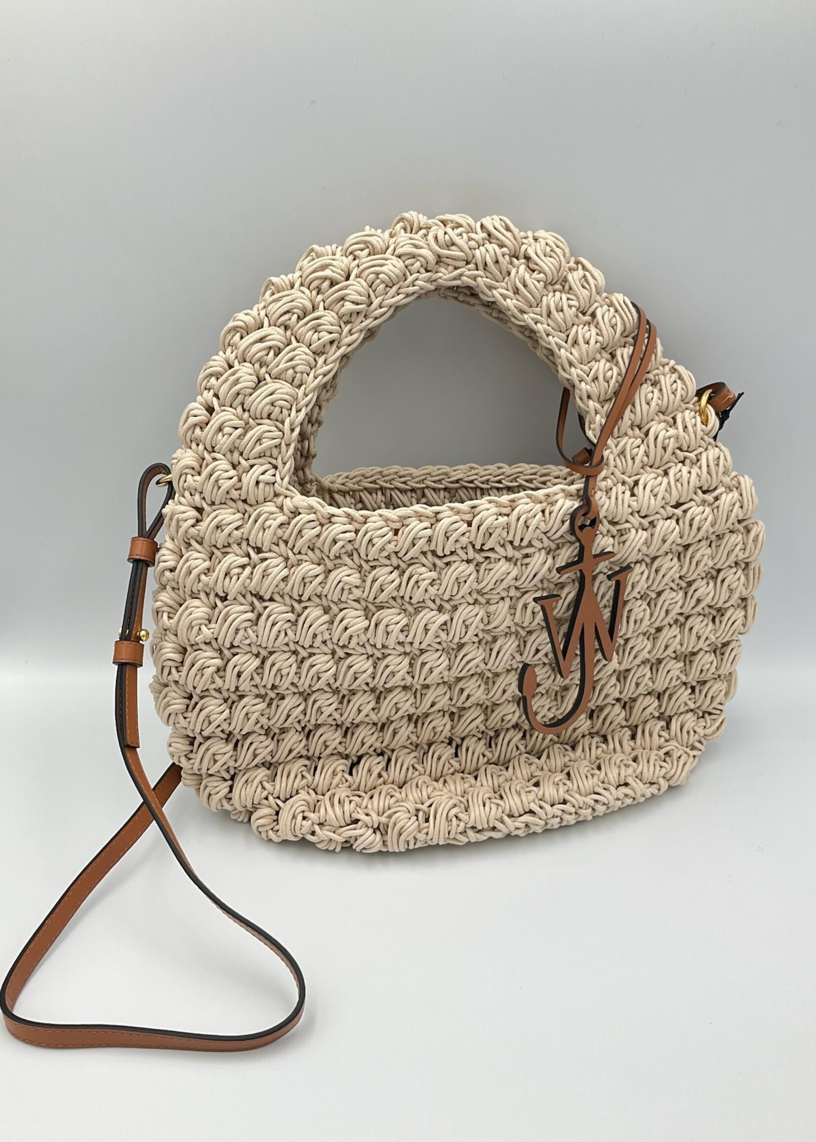 J.W. Anderson J.W. Anderson Bag, Beige, Popcorn Cotton Top Handle Basket Bag In Off White w/ Strap