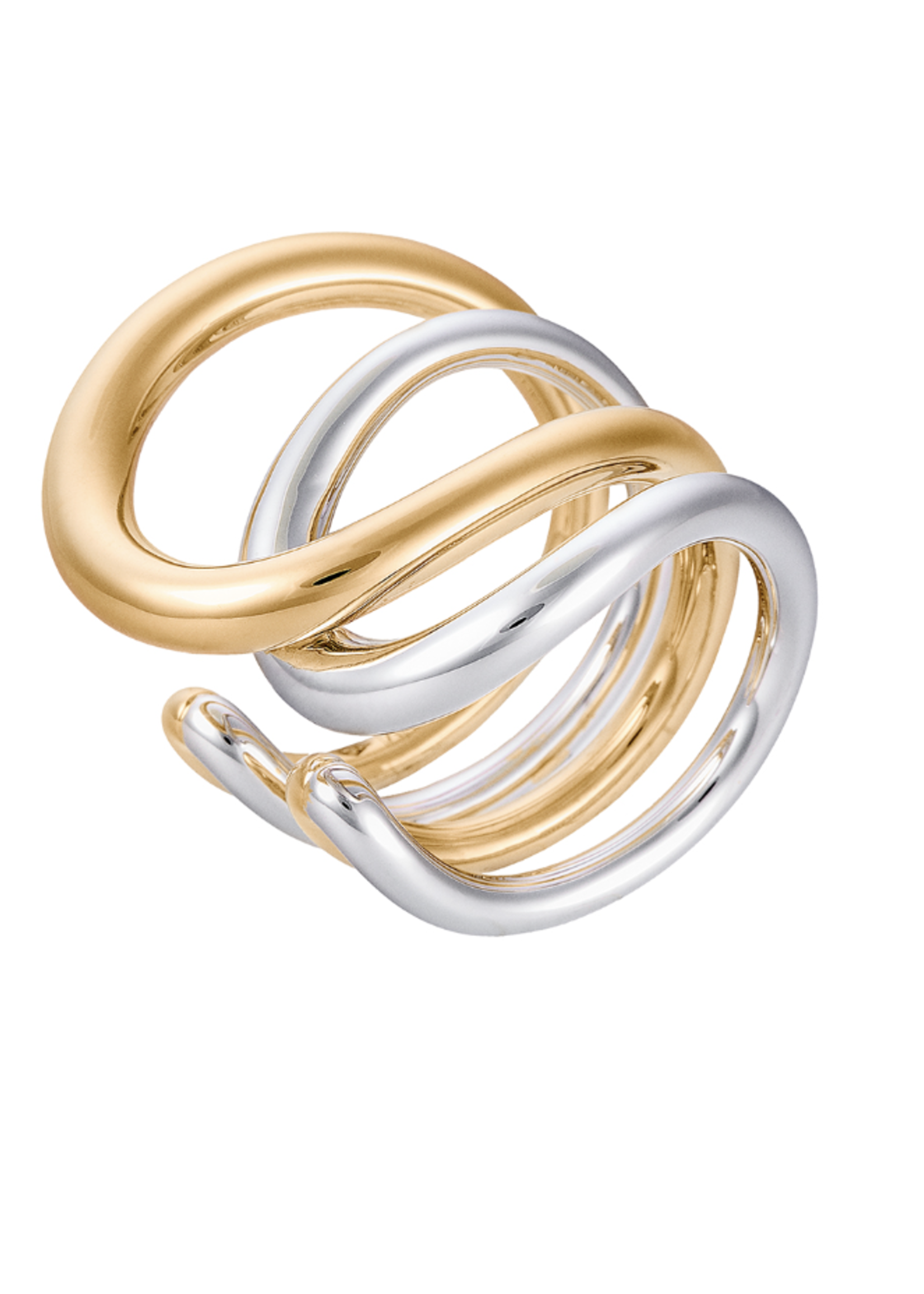 Charlotte Chesnais Charlotte Chesnais Ring, Multi, Bague Daisy Silver 18K Gold Pleated Ring In Vermeil & Argent
