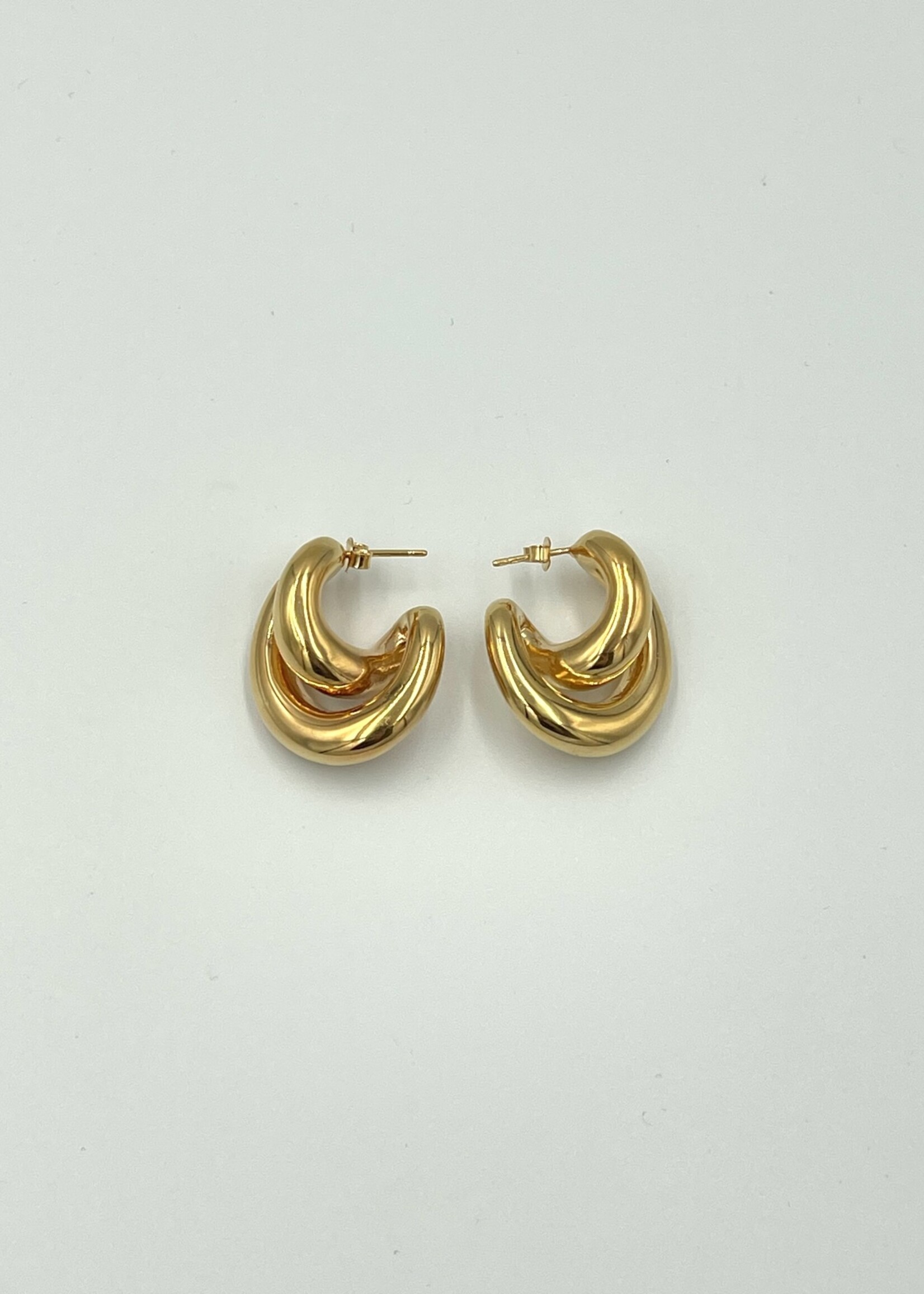Charlotte Chesnais Charlotte Chesnais Earrings, Gold, Initial Blow Silver 18K Gold Pierced Earrings In Vermeil