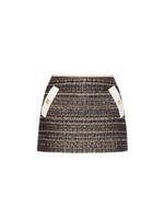 Valentino Valentino Skirt, Multi, Tweed Party Mini Skirt In Navy Gold & Ivory