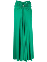 Rabanne Paco Rabanne Skirt, Green, Asymmetric Ruffled Long Skirt In Emeraude w/ Ring Application