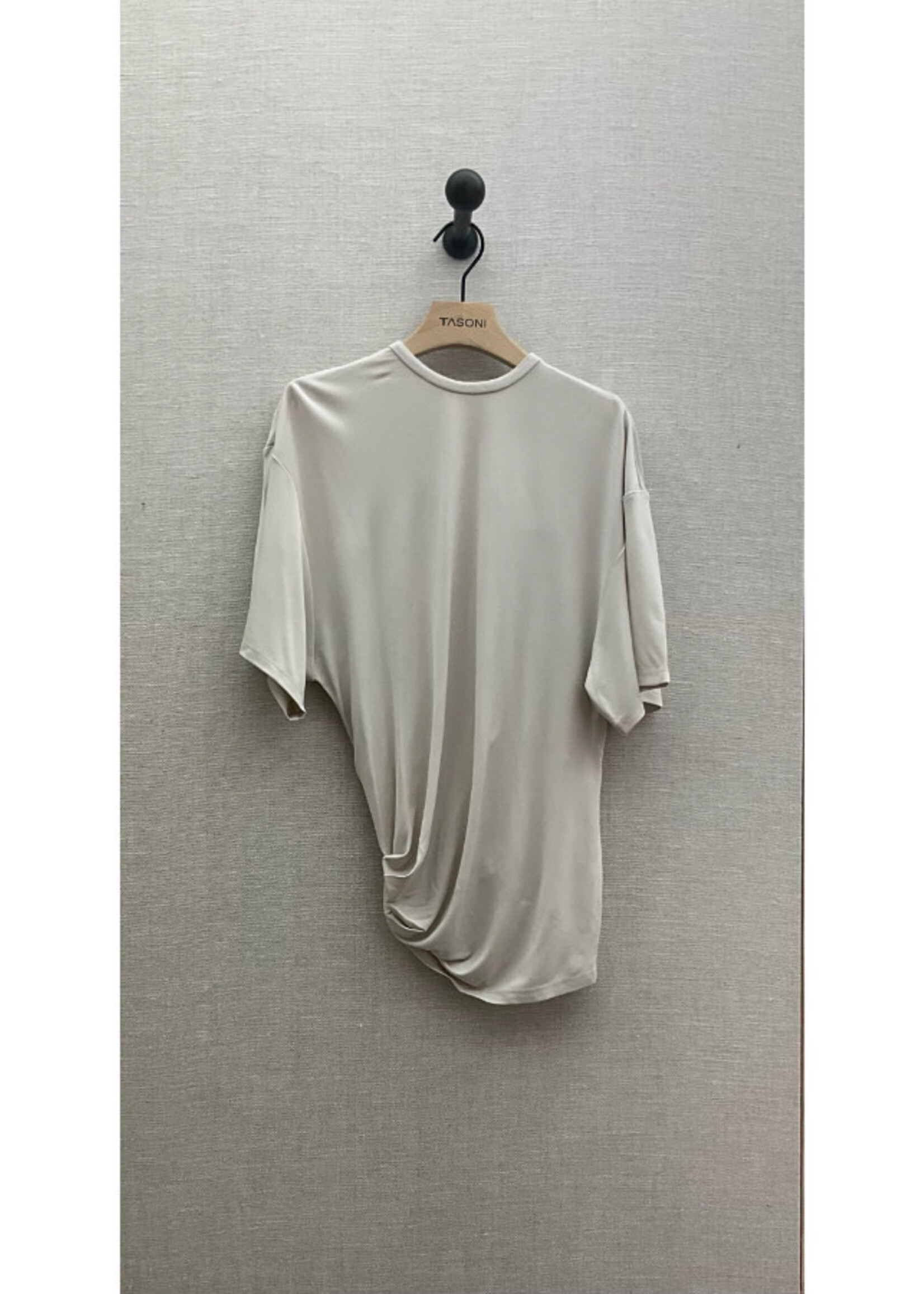 Christopher Esber Christopher Esber T-Shirt, Beige, Oversized Crew Neck Draped In Putty w/ Side Cowl